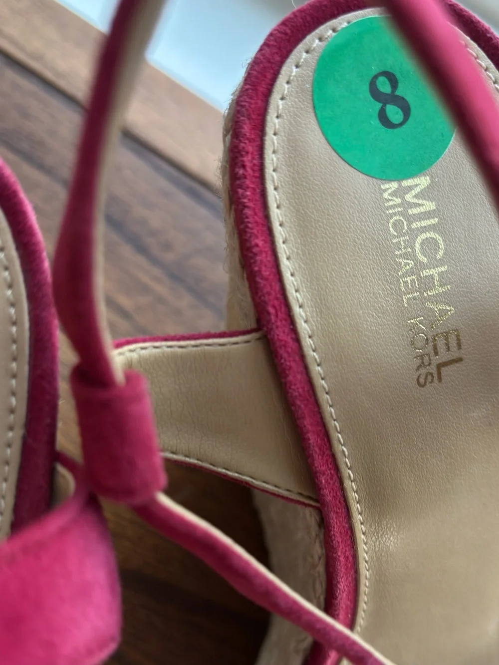 Michael Kors Jamea Raspberry Suede Espadrille Wedge Sandals Size 8